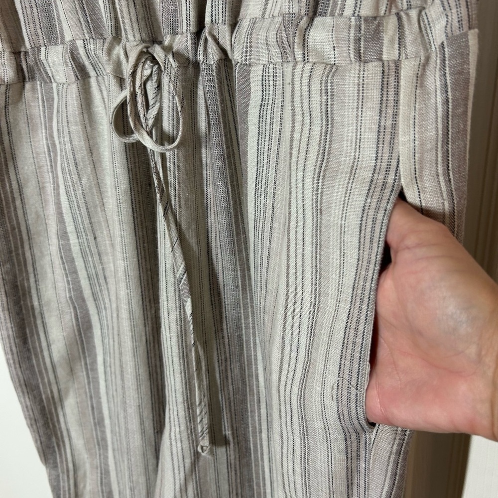 Anthropologie DREW Boho Lagen Look Linen Blend Striped Jumpsuit Size L - Picture 4 of 14